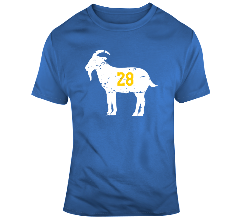 LaLaLandTshirts Marshall Faulk Goat Distressed La Football Fan T Shirt Classic / Royal Blue / Large