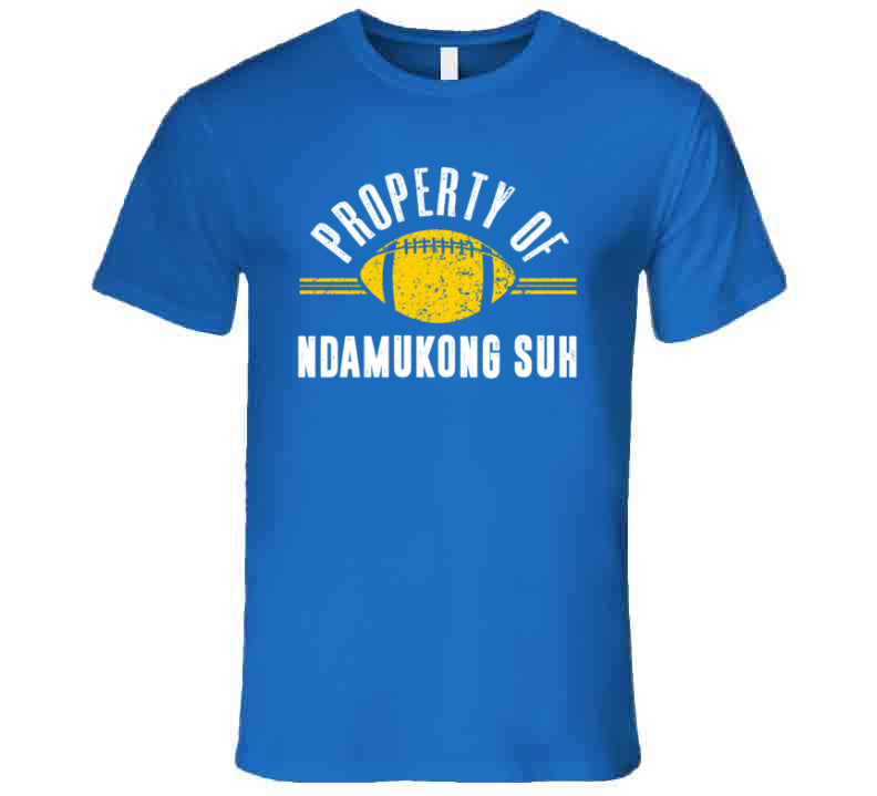 LaLaLandTshirts Property of Ndamukong Suh La Football Fan T Shirt Classic / Royal Blue / 4 X-Large