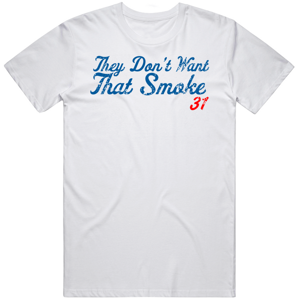 LaLaLandTshirts Joc Pederson They Don't Want That Smoke Los Angeles Baseball Fan V4 T Shirt Ladies / White / Medium