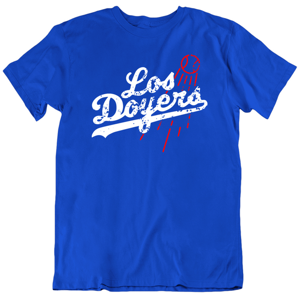 Los Doyers La Baseball Fan T Shirt V-Neck / White / 3 X-Large